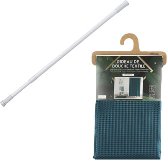 Urban Living Douchegordijn met ringen - donkerblauw - polyester - 180x200 cm - incl ophangstang uitschuifbaar 70