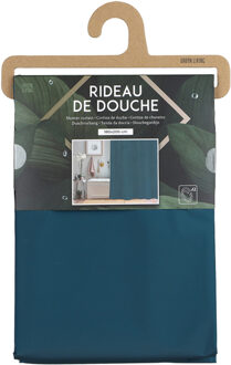 Urban Living Douchegordijn met ringen - donkerblauw - pvc - 180 x 200 cm - wasbaar - Douchegordijnen