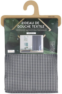 Urban Living Douchegordijn met ringen - donkergrijs - polyester - 180 x 200 cm - wasbaar