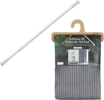 Urban Living Douchegordijn met ringen - donkergrijs - polyester - 180x200 cm - incl ophangstang uitschuifbaar 70