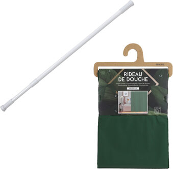 Urban Living Douchegordijn met ringen - donkergroen - pvc - 180x200 cm - incl ophangstang uitschuifbaar 70-120 cm