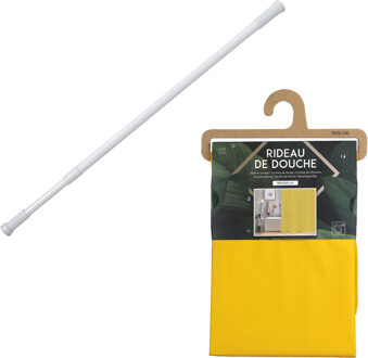 Urban Living Douchegordijn met ringen - geel - pvc - 180x200 cm - incl ophangstang uitschuifbaar 70-120 cm