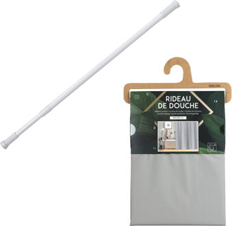 Urban Living Douchegordijn met ringen - grijs - pvc - 180x200 cm - incl ophangstang uitschuifbaar 70-120 cm