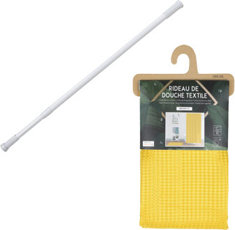 Urban Living Douchegordijn met ringen - okergeel - polyester - 180x200 cm - incl ophangstang uitschuifbaar 70-120