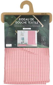 Urban Living Douchegordijn met ringen - oud roze - polyester - 180 x 200 cm - wasbaar