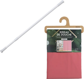 Urban Living Douchegordijn met ringen - oudroze - pvc - 180 x 200 cm - incl ophangstang uitschuifbaar 70-120 cm