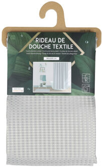 Urban Living Douchegordijn met ringen - steengrijs - polyester - 180 x 200 cm - wasbaar