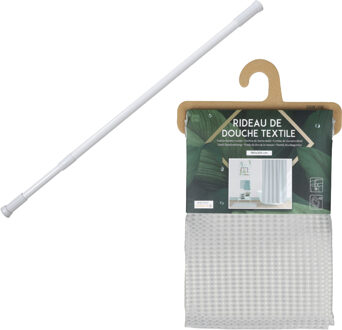 Urban Living Douchegordijn met ringen - steengrijs - polyester - 180x200 cm - incl ophangstang uitschuifbaar 70-1