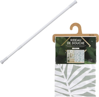 Urban Living Douchegordijn met ringen - wit/Jungle - pvc - 180 x 180 cm - incl ophangstang uitschuifbaar 70-120 cm - Douchegordijnen Grijs