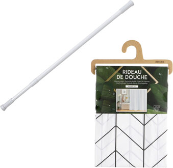 Urban Living Douchegordijn met ringen - wit/Lines - pvc - 180x180 cm - incl ophangstang uitschuifbaar 70-120 cm
