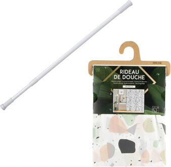 Urban Living Douchegordijn met ringen - wit/mozaiek - pvc - 180x180 cm - incl ophangstang uitschuifbaar 70-120 cm