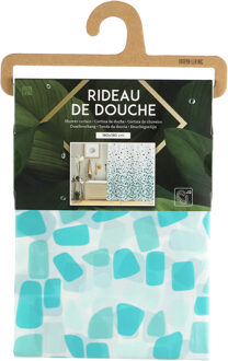 Urban Living Douchegordijn met ringen - wit/multi kleuren - mozaiek print - PVC - 180 x 180 cm - wasbaar