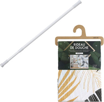 Urban Living Douchegordijn met ringen - wit/Palmleafes - pvc - 180x180 cm - incl ophangstang uitschuifbaar 70-120