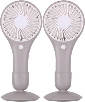 Urban Living Draagbare USB ventilator met standaard - 2x - grijs - kunststof - 20 x 10 cm