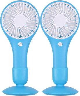 Urban Living Draagbare USB ventilator met standaard - 2x - lichtblauw - kunststof - 20 x 10 cm