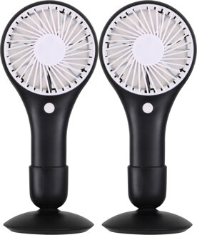 Urban Living Draagbare USB ventilator met standaard - 2x - zwart - kunststof - 20 x 10 cm