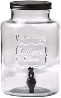 Urban Living Drank dispenser Beverages - 5.3 Liter - met metalen schroefdeksel en kraantje - glas - transparant