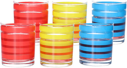Urban Living Drinkglazen Colorama - 6x - rood/geel/blauw - glas - 280 ml - gekleurd mix