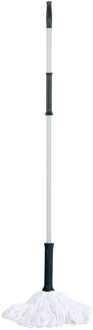 Urban Living Dweil vloermop - telescoopsteel - uitschuifbaar 85 tot 125 cm - wit/blauw