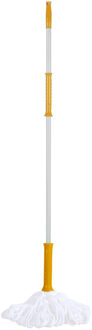 Urban Living Dweil vloermop - telescoopsteel - uitschuifbaar 85 tot 125 cm - wit/geel