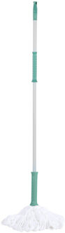 Urban Living Dweil vloermop - telescoopsteel - uitschuifbaar 85 tot 125 cm - wit/groen