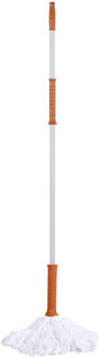 Urban Living Dweil vloermop - telescoopsteel - uitschuifbaar 85 tot 125 cm - wit/oranje