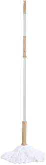Urban Living Dweil vloermop - telescoopsteel - uitschuifbaar 85 tot 125 cm - wit/zalmroze