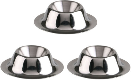 Urban Living Eierdopjes - 6x - zilver - RVS /metaal - Dia 8 cm - brede onderzijde