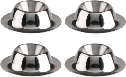 Urban Living Eierdopjes - 8x - zilver - RVS /metaal - Dia 8 cm - brede onderzijde