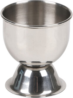 Urban Living Eierdopjes - zilver - RVS /metaal - set 2x stuks - Dia 5 cm - brede onderzijde