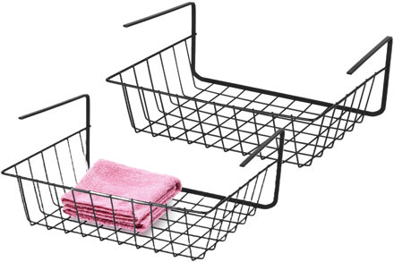 Urban Living Hangmand voor kast - 2x - metaal - zwart - 29 x 21 x 11 cm - kastmandje