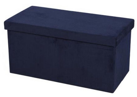 Urban Living Hocker bank - poef XXL - opbergbox - donkerblauw - polyester/mdf - 76 x 38 x 38 cm - Poefs