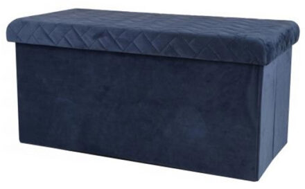 Urban Living Hocker bank - poef XXL - opbergbox - donkerblauw - polyester/mdf - 76 x 38 x 38 cm - Poefs