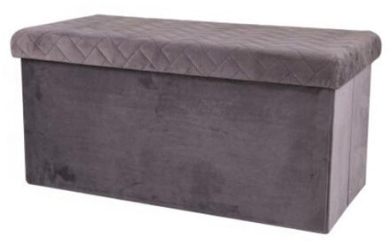 Urban Living Hocker bank - poef XXL - opbergbox - donkergrijs - polyester/mdf - 76 x 38 x 38 cm - Poefs