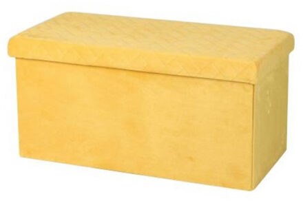 Urban Living Hocker bank - poef XXL - opbergbox - geel - polyester/mdf - 76 x 38 x 38 cm - Poefs