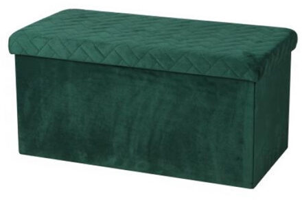 Urban Living Hocker bank - poef XXL - opbergbox - smaragd groen - polyester/mdf - 76 x 38 x 38 cm - Poefs