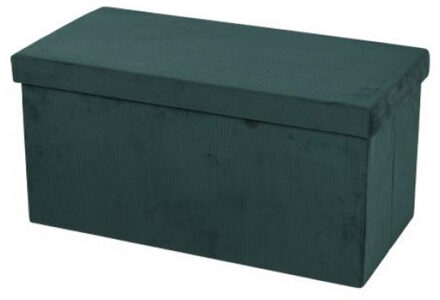 Urban Living Hocker bank - poef XXL - opbergbox - smaragd groen - polyester/mdf - 76 x 38 x 38 cm - Poefs