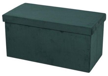 Urban Living Hocker bank - poef XXL - opbergbox - smaragd groen - polyester/mdf - 76 x 38 x 38 cm - Poefs