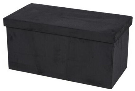 Urban Living Hocker bank - poef XXL - opbergbox - zwart - polyester/mdf - 76 x 38 x 38 cm - opvouwbaar