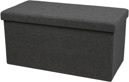 Urban Living Hocker zit bankje - poef XXL - opbergbox - donkergrijs - polyester/mdf - 76 x 38 x 38 cm - opvouwbaa