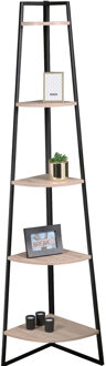 Urban Living Hoekkast met 4 planken - hout / zwart - 179 x 36,5 cm - opbergkast - wandkast