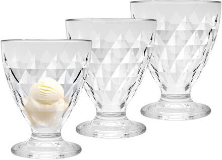 Urban Living IJscoupes/ijsschaaltjes - 3x stuks - 280 ml - glas - met relief