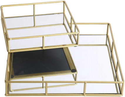 Urban Living Kaarsenborden set met spiegelbodem - 2x stuks - goud - Kaarsenplateaus - 20 en 30 cm