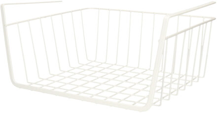 Urban Living Kastmandje - opberg/hang mandjes - rvs - wit - 30 x 25 x 14 cm