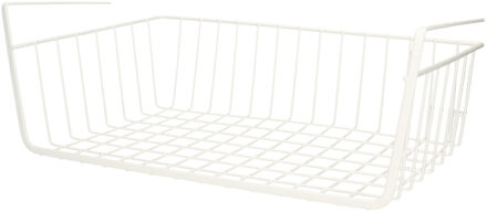 Urban Living Kastmandje - opberg/hang mandjes - rvs - wit - 40 x 25 x 14 cm