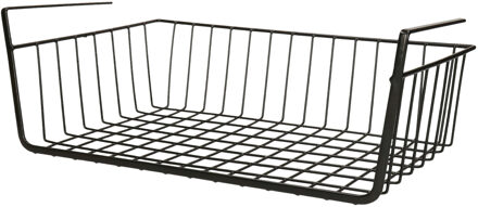 Urban Living Kastmandje - opberg/hang mandjes - rvs - zwart - 40 x 25 x 14 cm