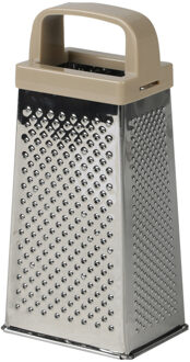 Urban Living Keuken hand rasp - 4-zijdig met kunststof handvat - taupe - 9 x 7 x 20 cm