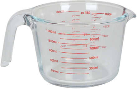 Urban Living Keuken maatbeker/mengbeker - glas - transparant - 1 liter - schenktuit