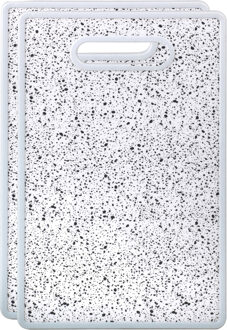 Urban Living keuken Snijplank - 2x - marmer look - wit - kunststof - 37 x 23 cm