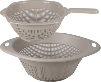 Urban Living keuken vergiet liberty - 2x stuks - beige - kunststof - voor voedsel